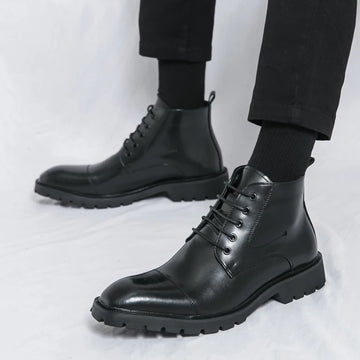 Xajzpa Men's short boots winter fashion new comfortable Amazon tight lace shoes old-fashioned business men's casual fashion shoes